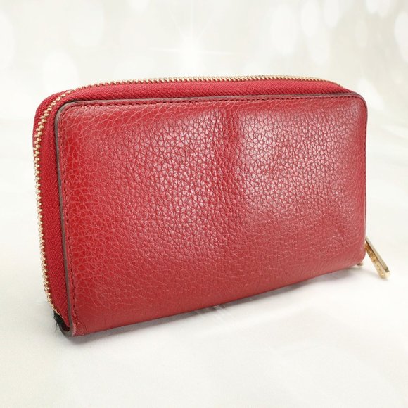 Michael Kors Jet Set Card Phone Wallet Wristlet Medium Red Zip Around - Picture 5 of 7